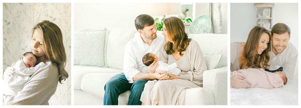 huntsville alabama in home lifestyle newborn photography with mom and dad