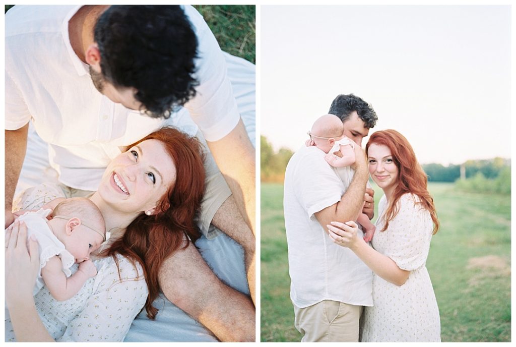 Huntsville, AL newborn photographer, mom and dad in love and holding baby girl