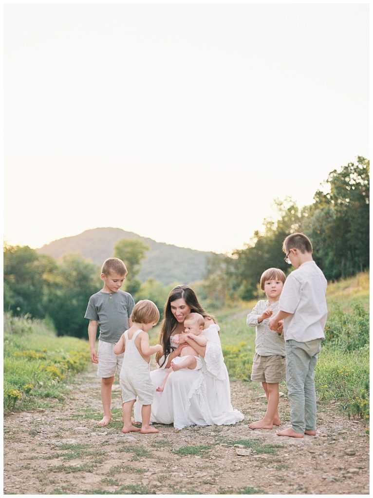 Grace Paul Photography with five sons in Brentwood, Tennessee