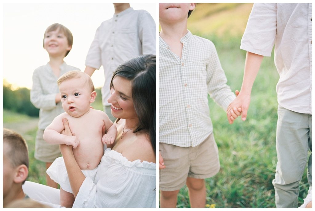 Grace Paul Photography mother of five holding son, brothers holding hands