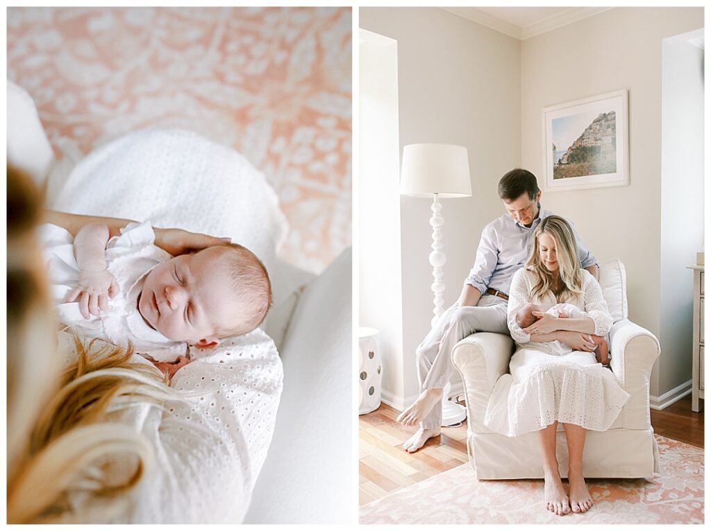 huntsville lifestyle newborn session with mom, dad, and baby girl