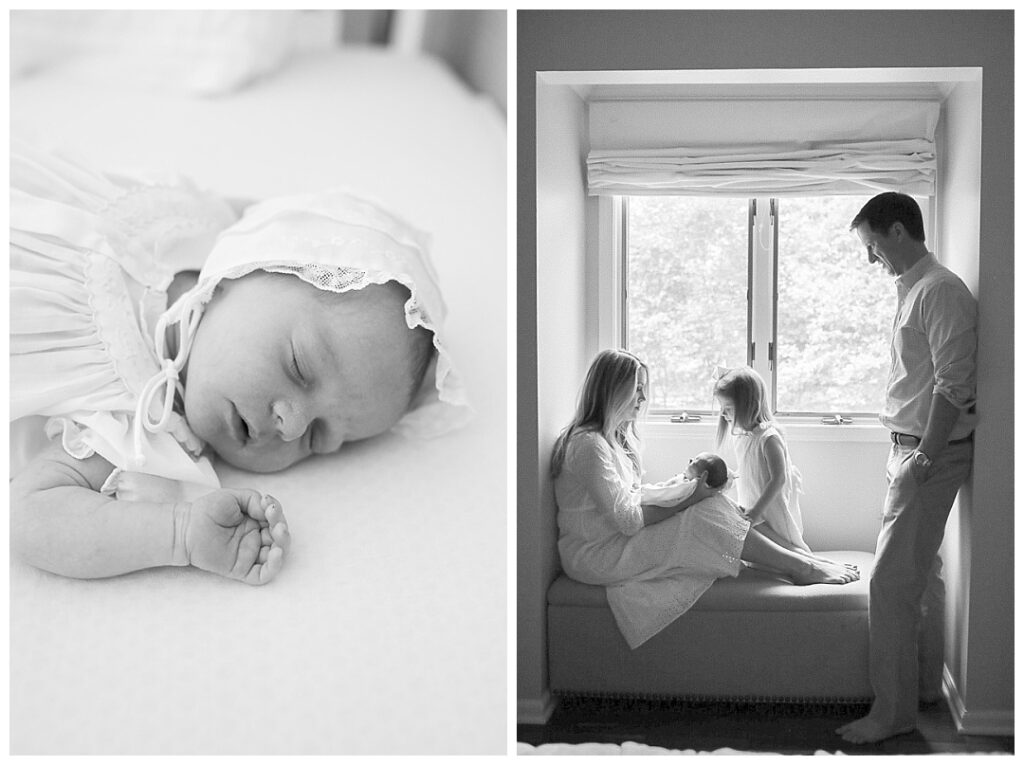 black and white images of huntsville lifestyle newborn session