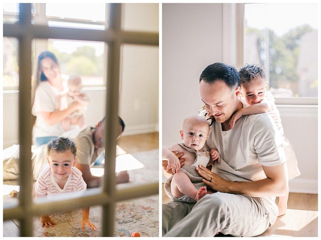 father with two sons huntsville, alabama family photos at home
