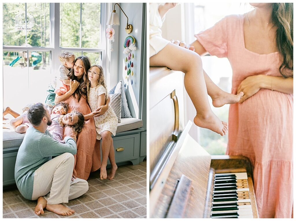large family in-home maternity photos in huntsville, al