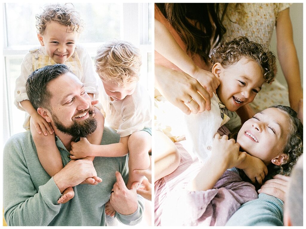 joyful family in their home