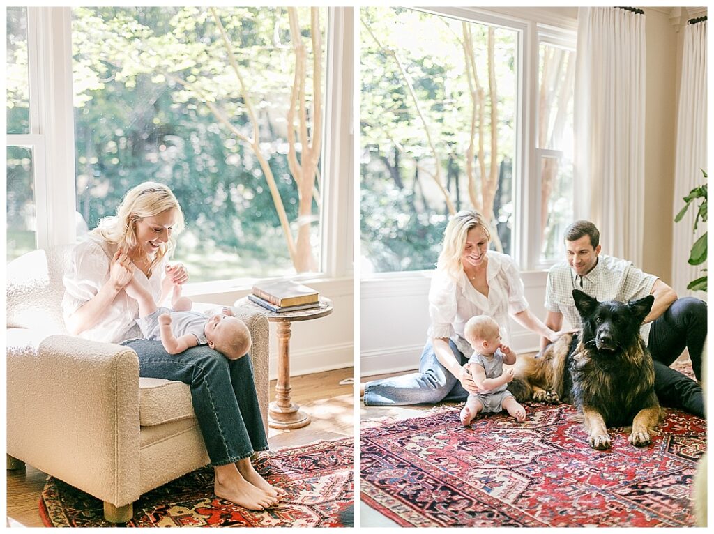 huntsville in-home family sessions with dog