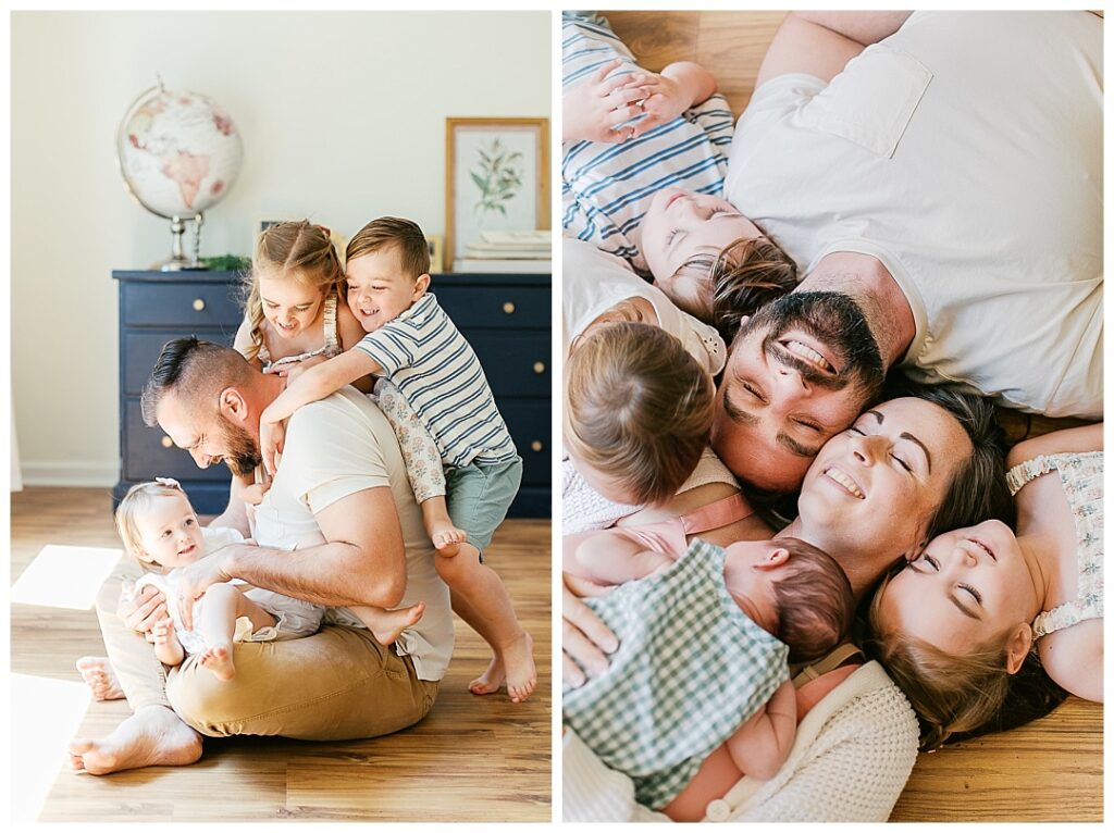 huntsville in-home family sessions playful family of six